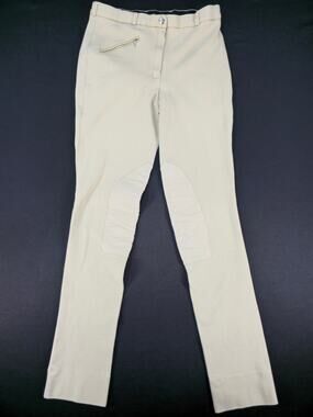 Vintage TuffRider Women's Front Zip Knee Patch Jodhpurs Breeches Tan Size 30